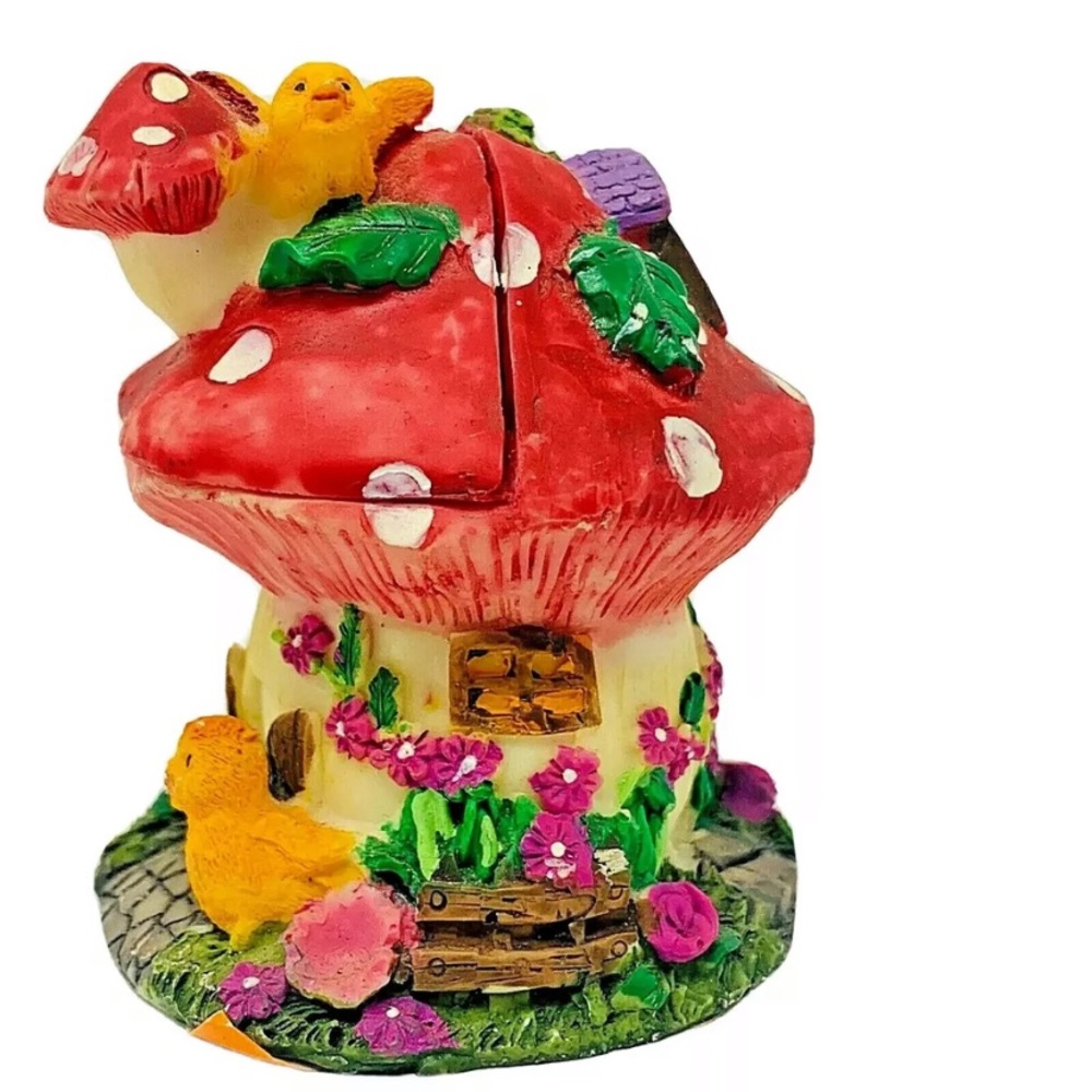 Storybook House Mushroom Birds Unique Chicks Fairy Whimsical Secret Door Opening